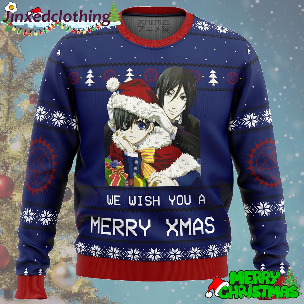 Black Butler Merry Xmas Ugly Christmas Sweater Funny 